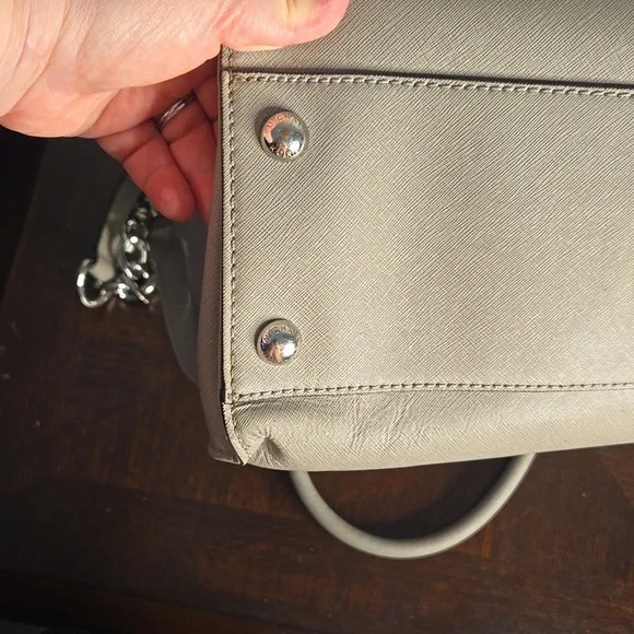 Michael‎ Kors Hamilton North South Silver Leather Large Tote EUC